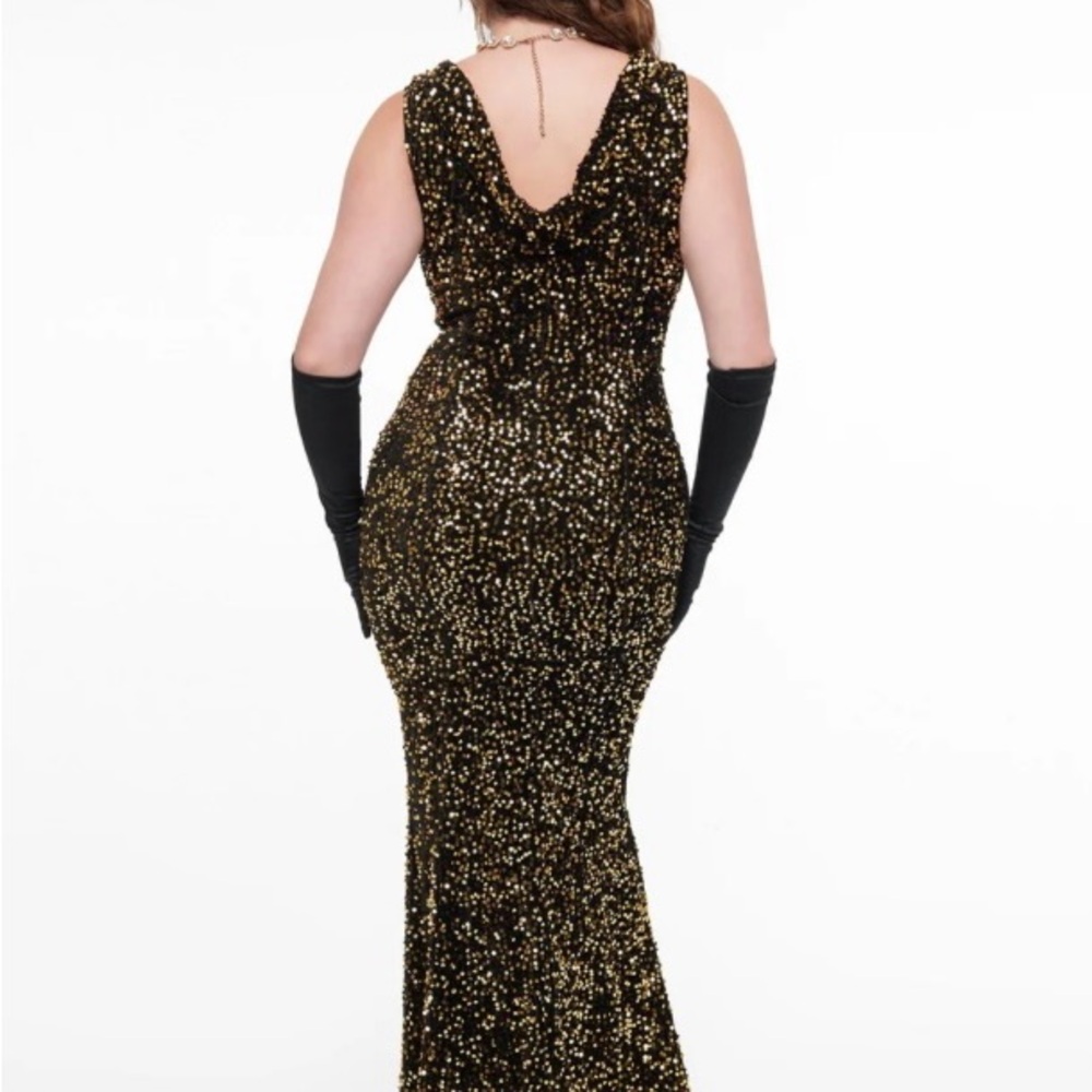 Unique Vintage 1930s Gold Sequin Goldwyn Gown NWT - Picture 2 of 5